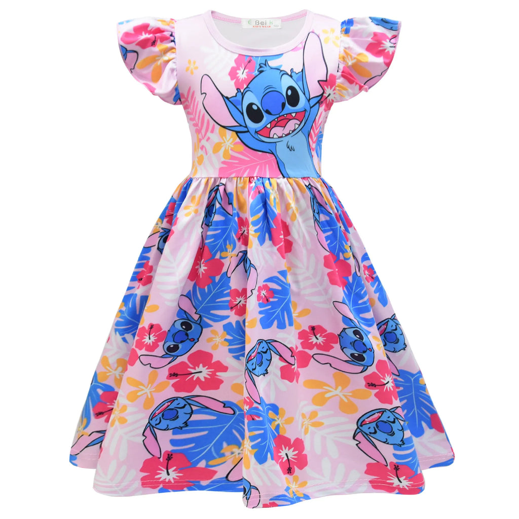 Lilo and Stitch Baby Girls Lilo Stitch Cosplay Princess Dress Kids Birthday Christmas Party Costume Summer Clothes Bow Sundress