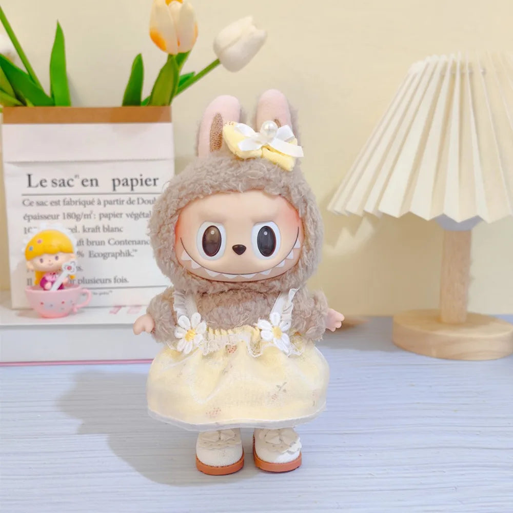 Doll Leather Shoes Labubu Bow Shoes for 17cm Labubu 10cm EXO /Cotton Doll Finger Shoes