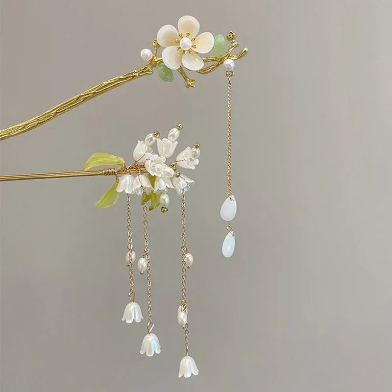 Retro Antique Tassel Phoenix Student Pearl Rhinestone Butterfly Hair Stick Jewelry Wedding Hair Accessories Charm Metal Hairpins