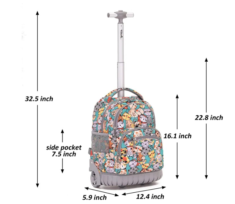 Children Rolling Backpack 16 inch Set 3 in 1 with Lunch Bag  Pencil Case for Girls Kids Travel Trolley Rolling Luggage Suitcase