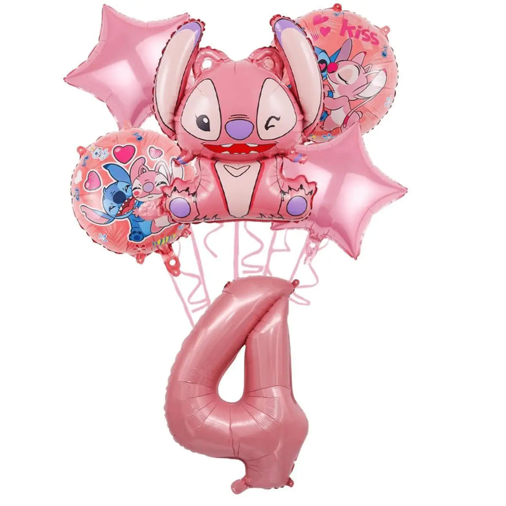 New Lilo&Stitch Birthday Party Supplies Baby Shower Girl's Favorite Digital Cartoon Balloon Set Backdrop Holiday DIY Decoration