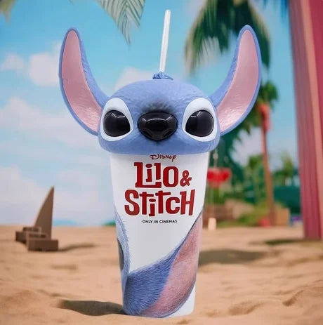 Stitch (626) Themed Tumbler Cup With Straw & Popcorn Bucket – Cute Cartoon Drinkware & Snack Container Set