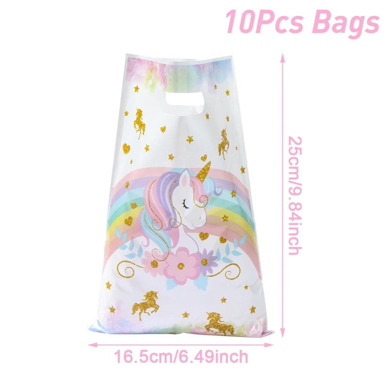10/25/50pcs Handbag Candy Bags Unicorn Birthday Party Decor Kids Gift Packing Bag 1st Birthday Baby Shower Girl Party Supplies