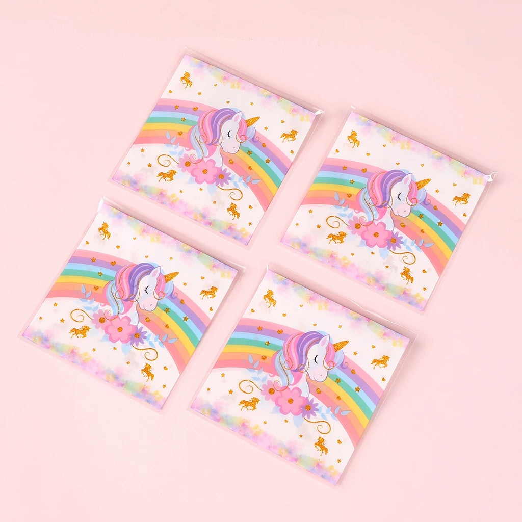 50/100Pcs Unicorn Party Gift Bags Birthday Party Decoration Candy Bags Packaging Bags Baby Shower Kids Favors Party Supplies