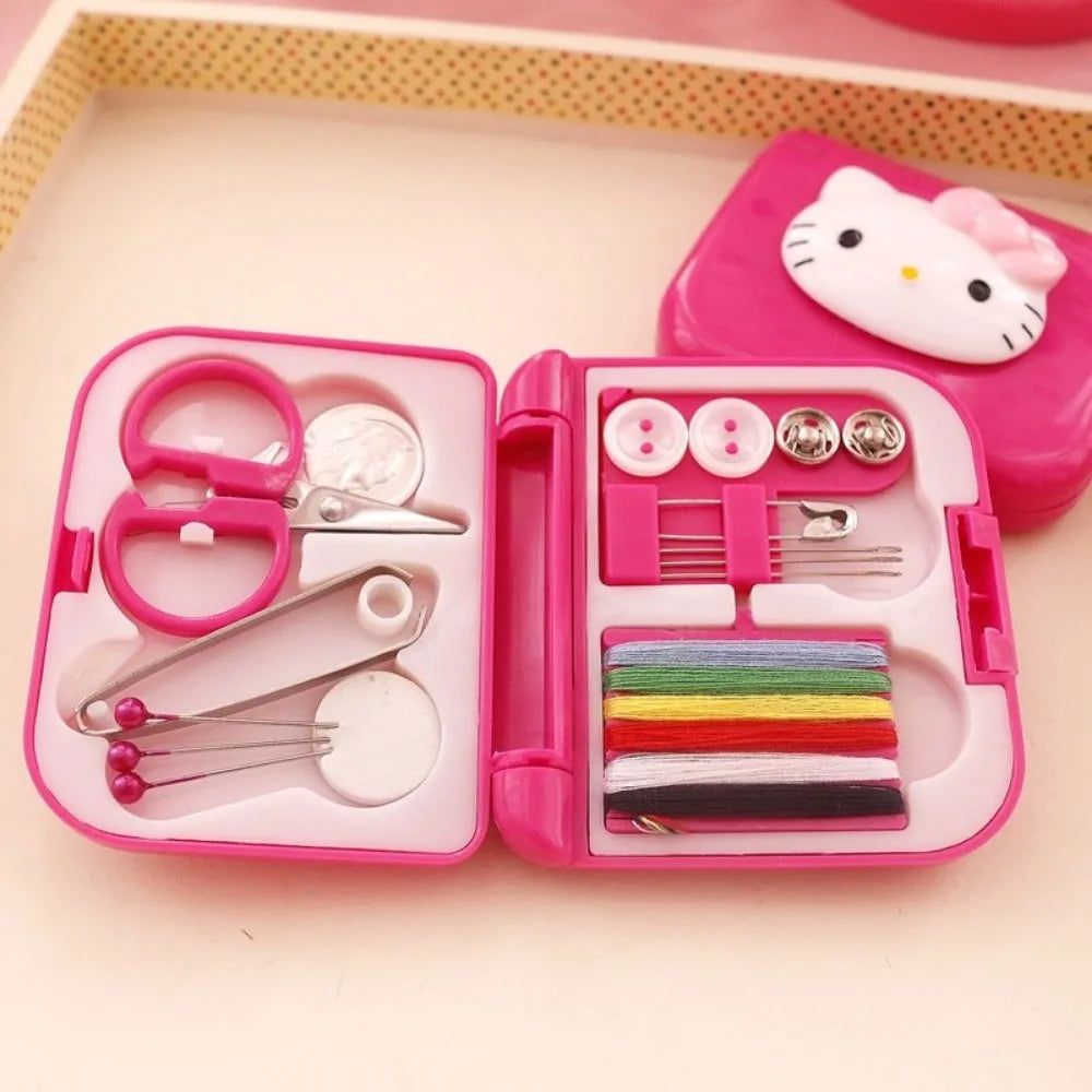 Hello Kitty Sewing Kit Cute Cartoon Practical Mini Portable Sewing Kit New Delicate Go Out Travel Sewing Tools Suit Gifts