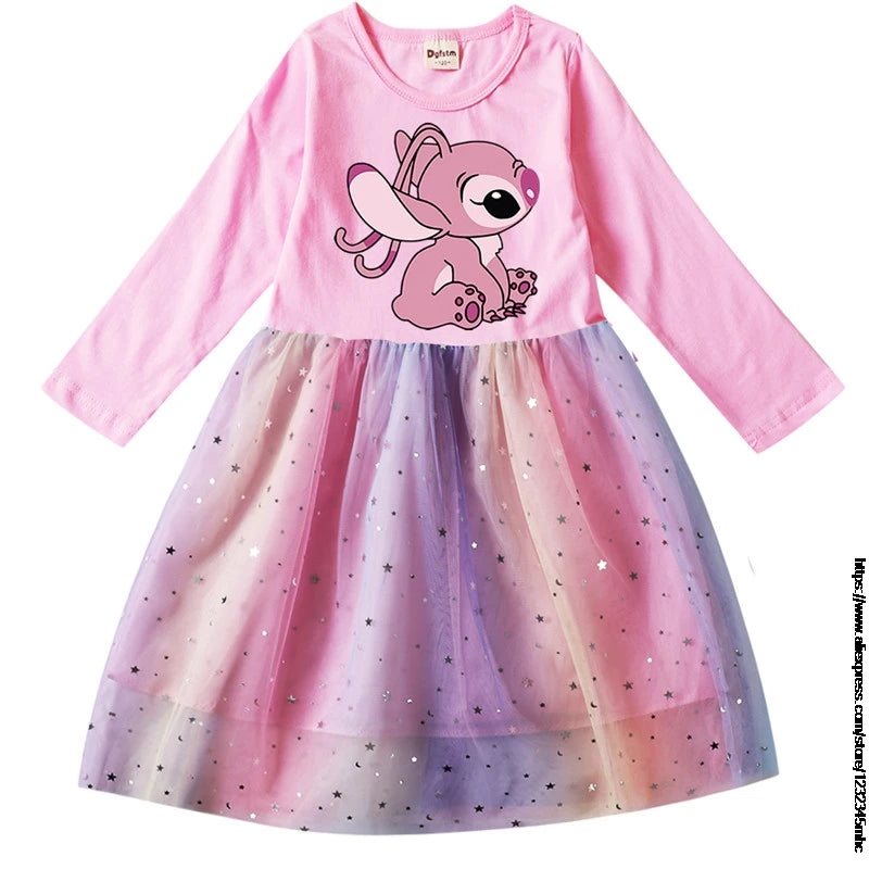 Spring Summer New Children Day Girl Dress Cosplay Costume For Lilo And Stitch Girl Lace Party Birthday Pincess Children Clothing
