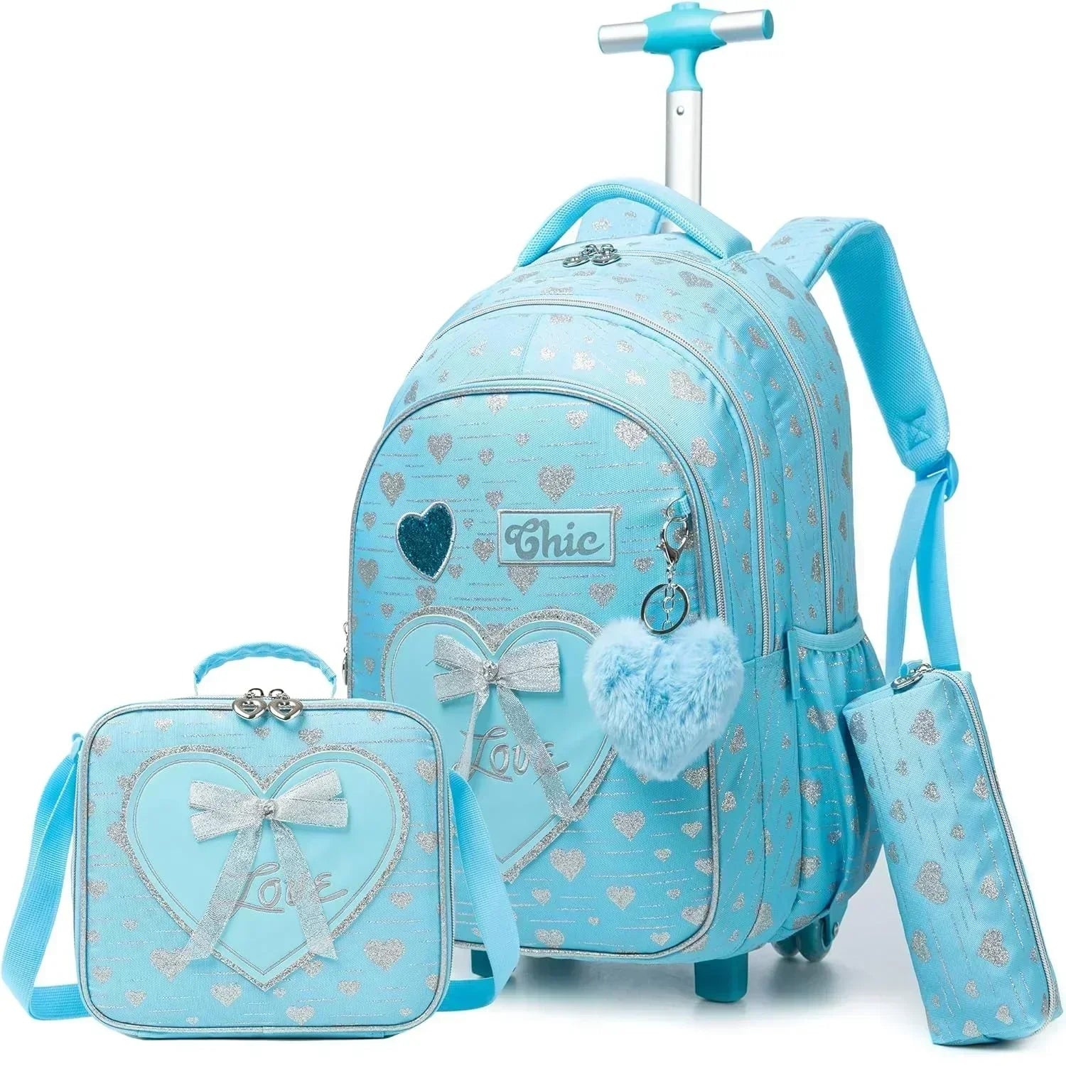 Children's School Backpack with Wheels Kids Wheeled School Bag Teenagers Bag Girls Canvas Backpack Travel Luggage Trolley Bags