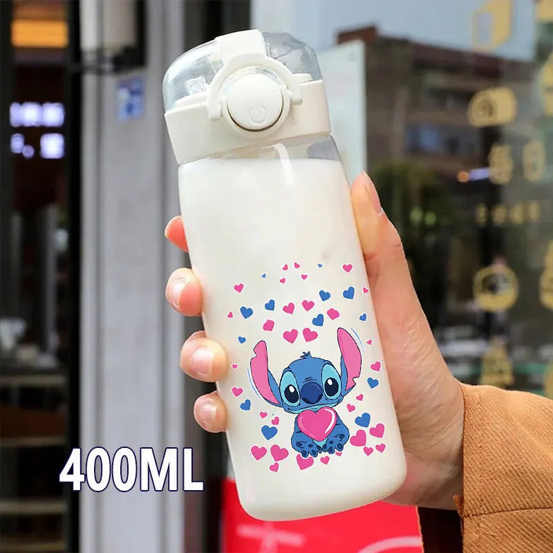 Lilo&Stitch 560/600/400ML Water Cup Children Portable Plastic Transparent Straw Stitch Outdoor Large Capacity Sport Water Bottle