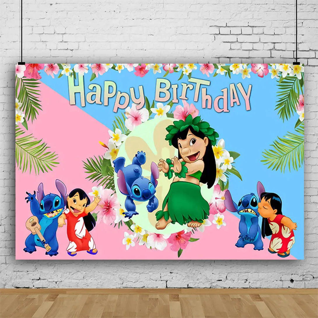 Lilo and Stitch Cartoon Children's Birthday Party Decoration Paper Plate Latex Foil Ballon Tablecloth Baby Shower Party Supplies