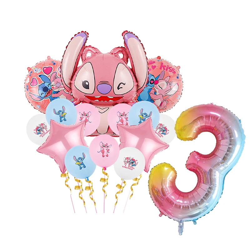 Lilo & Stitch Birthday Decorations Pink Girls Paper Cups Plates Napkins Cake Topper Tableware Set Balloons Decor Party Supplies