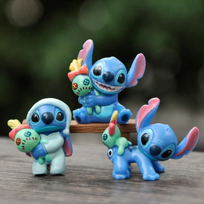 Miniso 6-Pack Lilo & Stitch Cartoon Cute Character Models Collection Anime Tabletop Decorations Birthday Cake Decorations Kids T