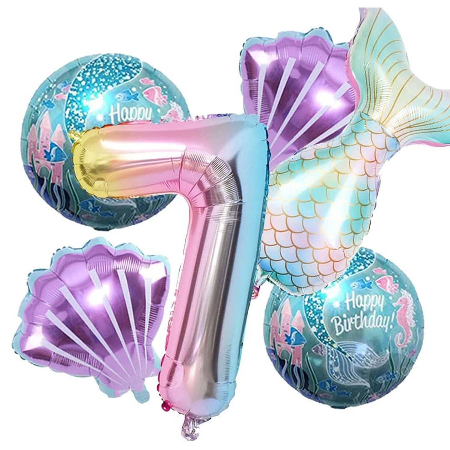 Mermaid Balloon 32 inch Digital Aluminum Foil Balloon Children's Birthday Party Decoration Baby Shower Decoration