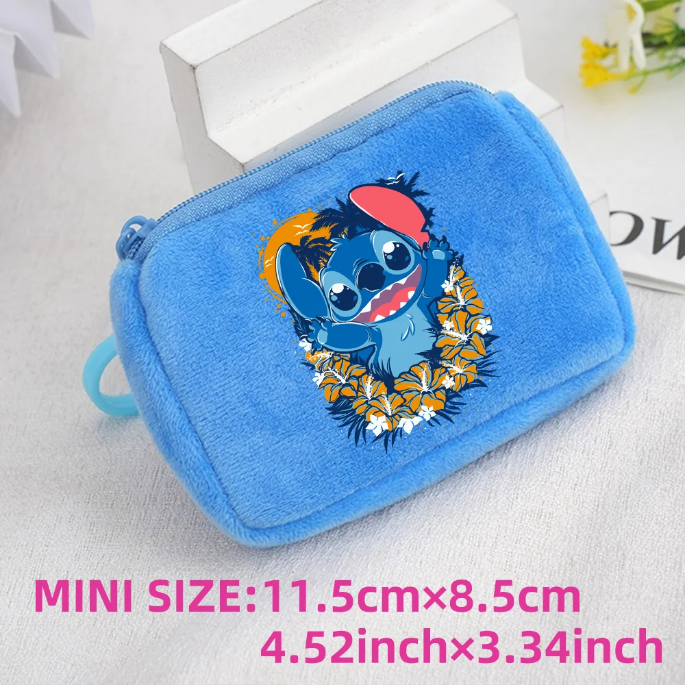 Lilo Stitch Kids Anime Plush Coin Purse Girls Boys Cute Mini Wallet Cartoon Moneybag Kids Storage Bag Pendant Birthday Gifts
