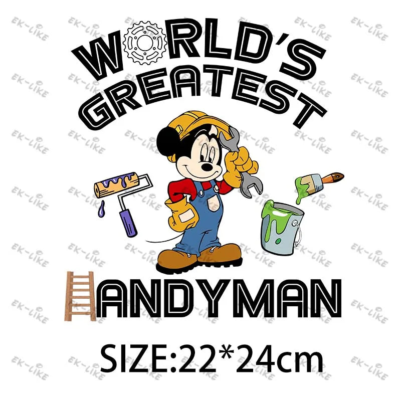 Dad Squad King Lion Toy Story Mickey Stitch Happy Father's Day Iron on Picture on Clothes Strong viscosity Diy Craft