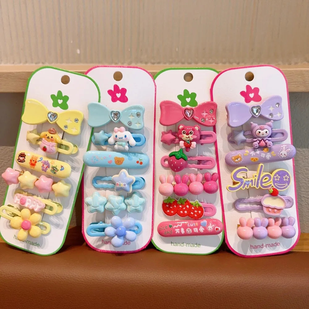 Sanrio Hello Kitty Hairpin Cartoon Anime Cute Pom Pom Purin Children BB Clip Fashion Charm Hair Accessories Girls Holiday Gifts