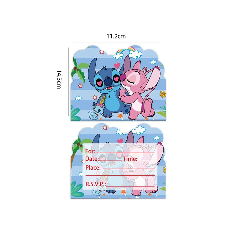 Stitch Birthday Party Decoration Pink Angel&Stitch Theme Event Supplies For Kids Balloon Disposable Tableware Banner Backdrop