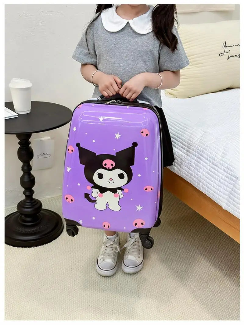New 18-Inch Suitcase Kawaii Kuromi Kids Trolley Case Student Cartoon Luggage Girls Travel Portable Boarding Case Kids Toys Gift