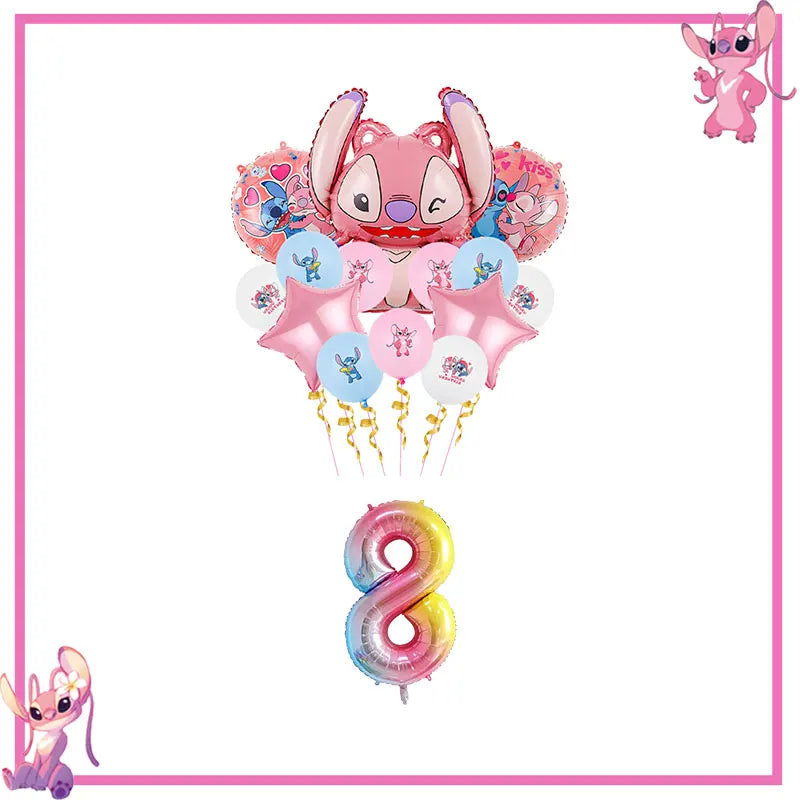 Pink Lilo Stitch Birthday Party Decoration Stitch And Angel Birthday Party Decorations Tableware Plates Balloons Girls Toy Gifts
