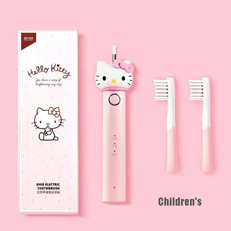 Kawaii Sanrio HelloKitty Electric Toothbrush Cute Anime Soft Hair Travel Portable Fiber Toothbrush Girl Oral Care Cleaning Brush