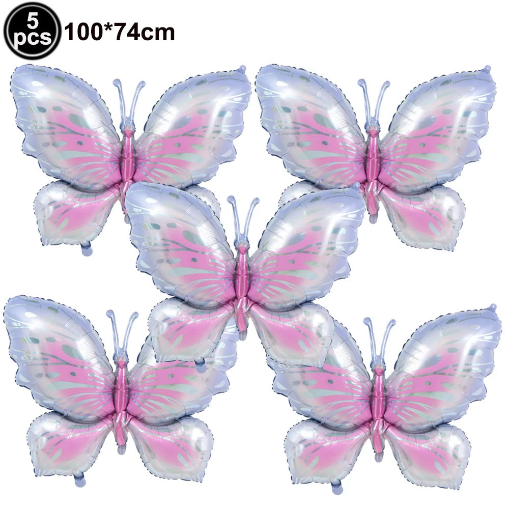 5pcs Colorful Butterfly Foil Balloons Butterfly Balloons Butterfly Themed Balloon Girl Party Birthday Wedding Baby Shower Decors