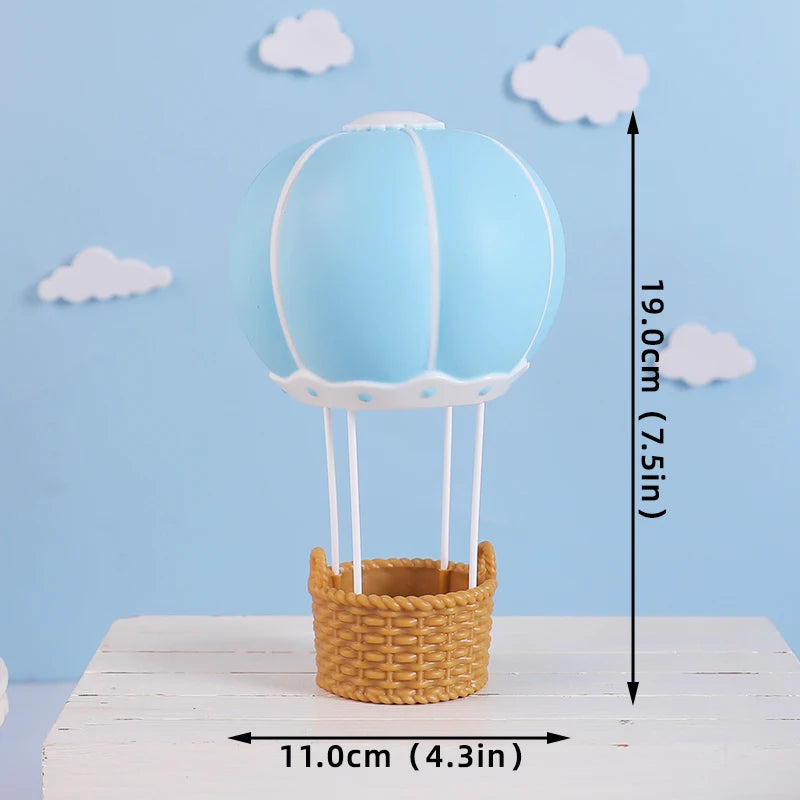 Bear Cake Toppers for Boy or Girl Baby Shower Children's Birthday Party Decoration Hot Air Balloon Cake Topper Pink Blue Green