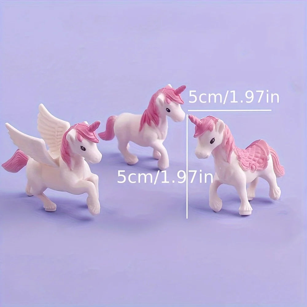 3/6pcs Mini Unicorn Cake Decoration set, Plastic Materia,Girl Birthday Party Supplies,Purple & Pink Unicorn Cake Topper