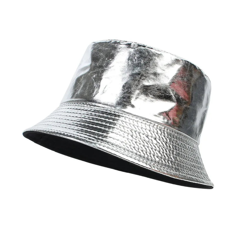 2023 Fashion Bucket Hat Women Girls Leather Solid Panama Caps Men Hiking Hat Fishing Cap Foldable Hip-Hop Street Waterproof Hat