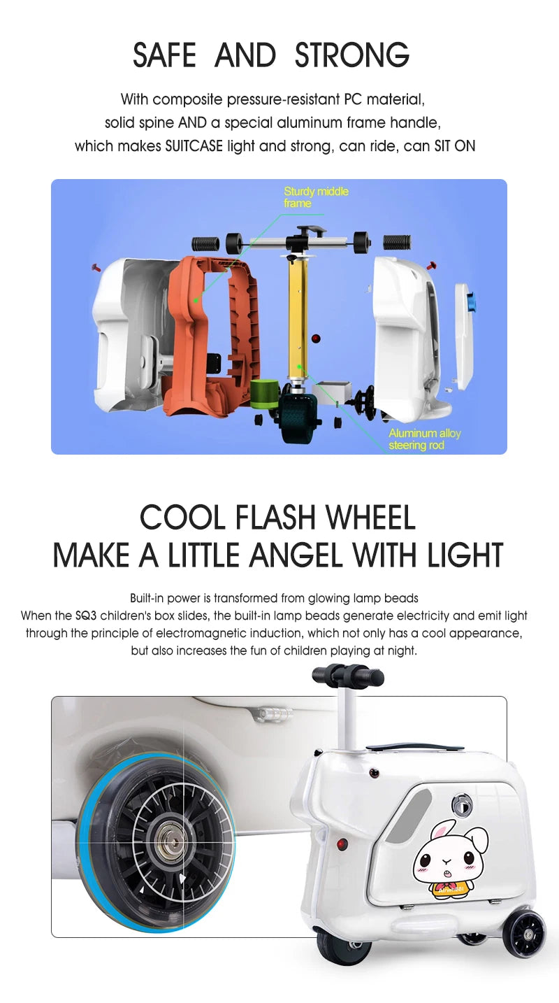 Airwheel SQ3 Kids Suitcase Travel Suitcase Luggage Wholesale Lightweight Kids Travel Trolley Bags Vintage Spinner Rolling Girls