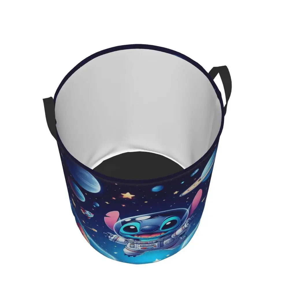 Custom I Love Stitch Laundry Basket Collapsible Toy Clothes Hamper Storage Bin for Kids Nursery