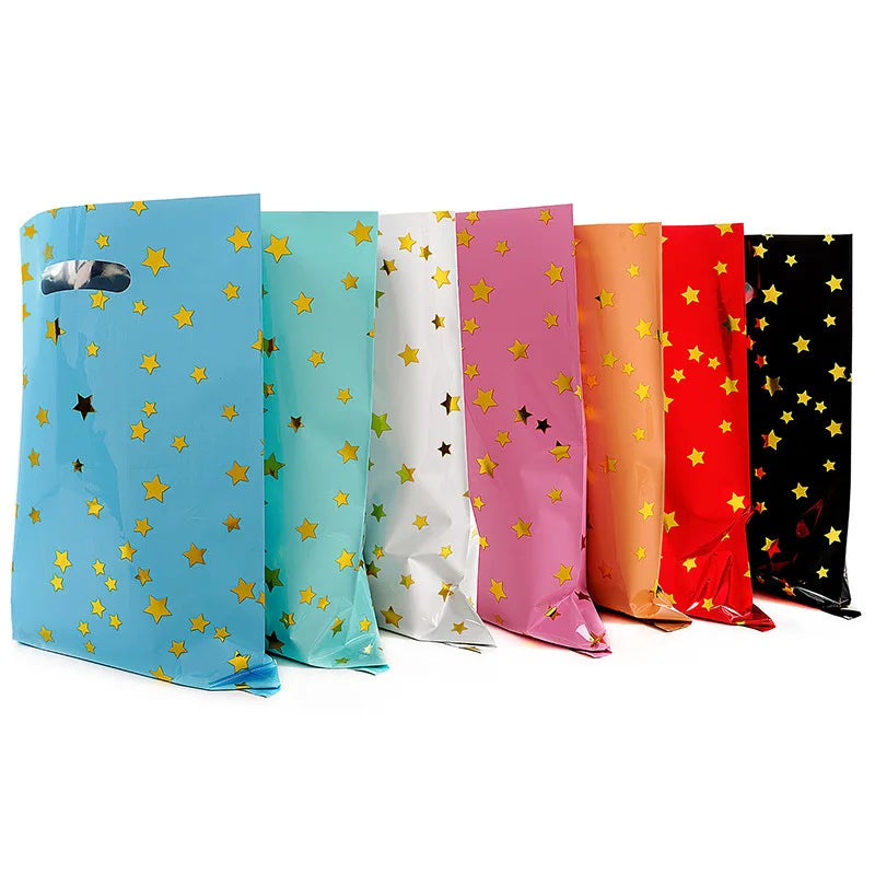20pcs Printed Gift Bags Polka Dots Plastic Candy Bag Child Party Loot Bags Boy Girl Kids Birthday Party Favors Supplies Decor