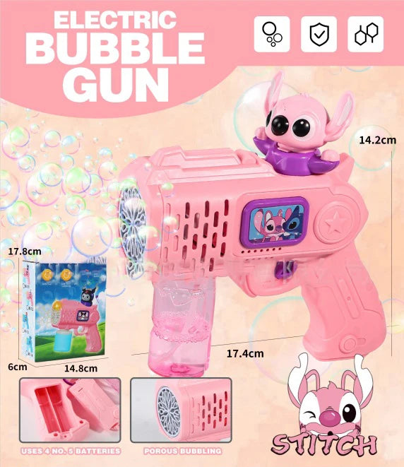 Stitch Hello kitty Bubble Gun Toys For Kids Soap Bubbles Children Party Games Summer Outdoor kids Electric Bubble machines Gift