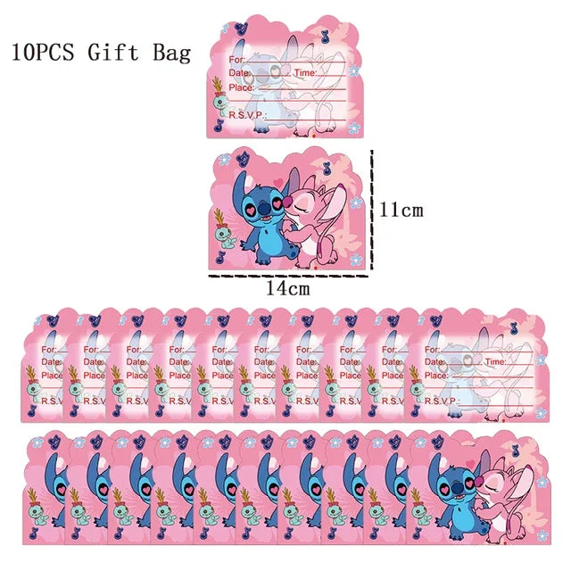 Lilo & Stitch Birthday Decorations Pink Girls Paper Cups Plates Napkins Cake Topper Tableware Set Balloons Decor Party Supplies