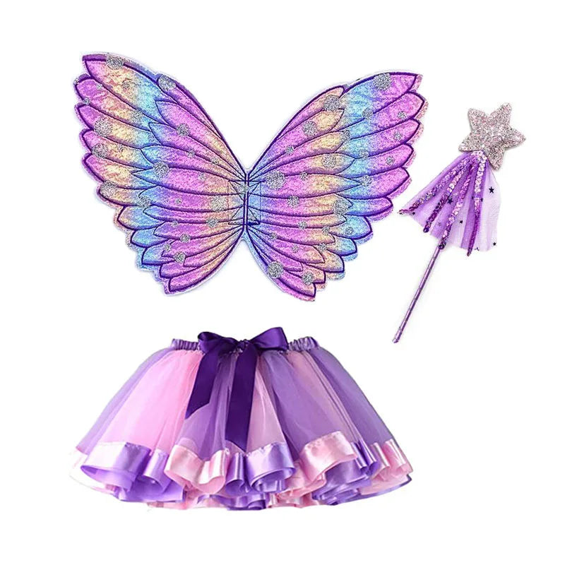 Tutu Skirt Girls Wing Summer Girl Princess Mini Pettiskirt Party Dance Rainbow Tulle Colorful Skirts Halloween Cosplay Clothing