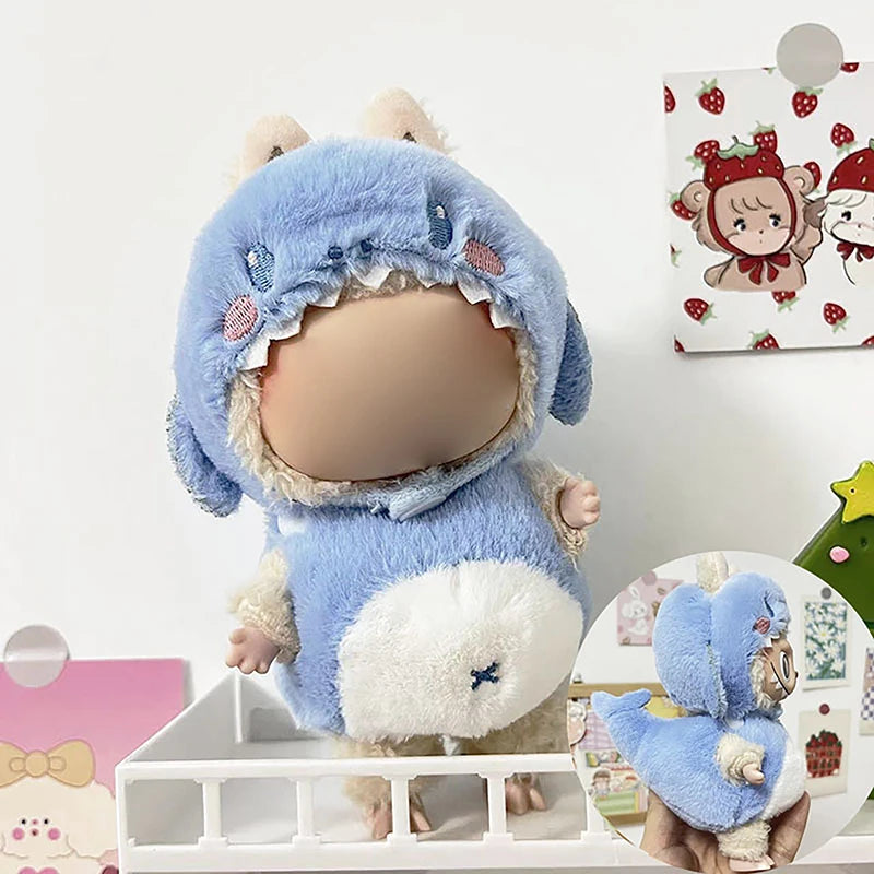 Cute Mini Plush Doll'S Clothes Outfit Only Clothing Accessories For 17cm Labubu Dolls Sweater Hoodie Clothing DIY Kids Gifts