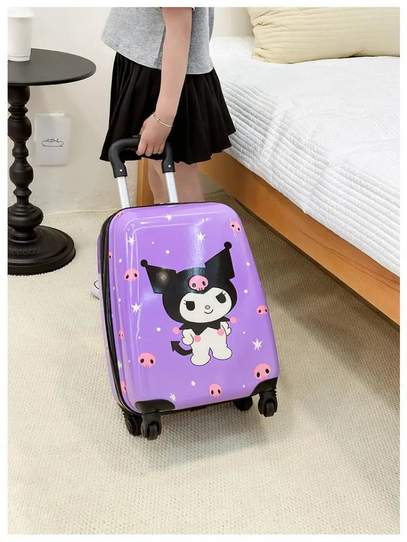 New 18-Inch Suitcase Kawaii Kuromi Kids Trolley Case Student Cartoon Luggage Girls Travel Portable Boarding Case Kids Toys Gift