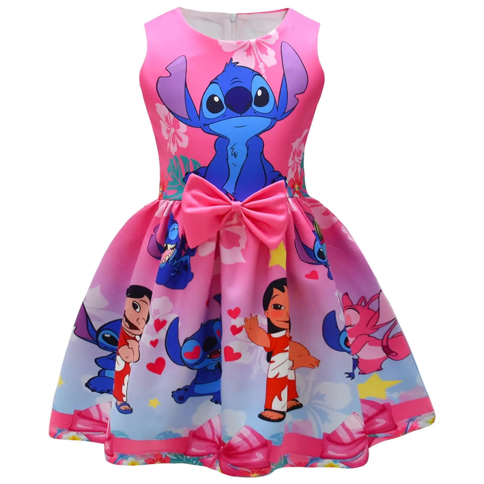 Lilo & Stitch Girls Dress Cute Cartoon Fashion Kids Holiday Cosplay Dress Girl Summer Stitch Princess Dress Birthday Gift