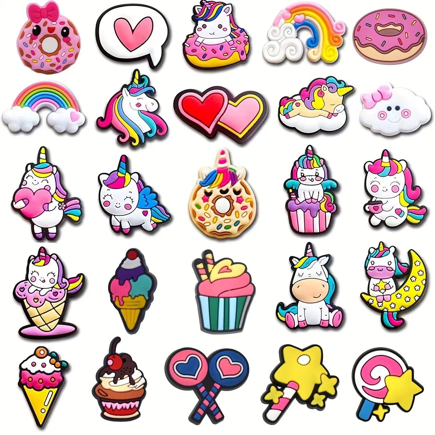 Lot of Unicorn Shoe Decorations Charms for Clogs Bubble Slides Sandals PVC Shoe Accessories for Christmas Birthday Gift