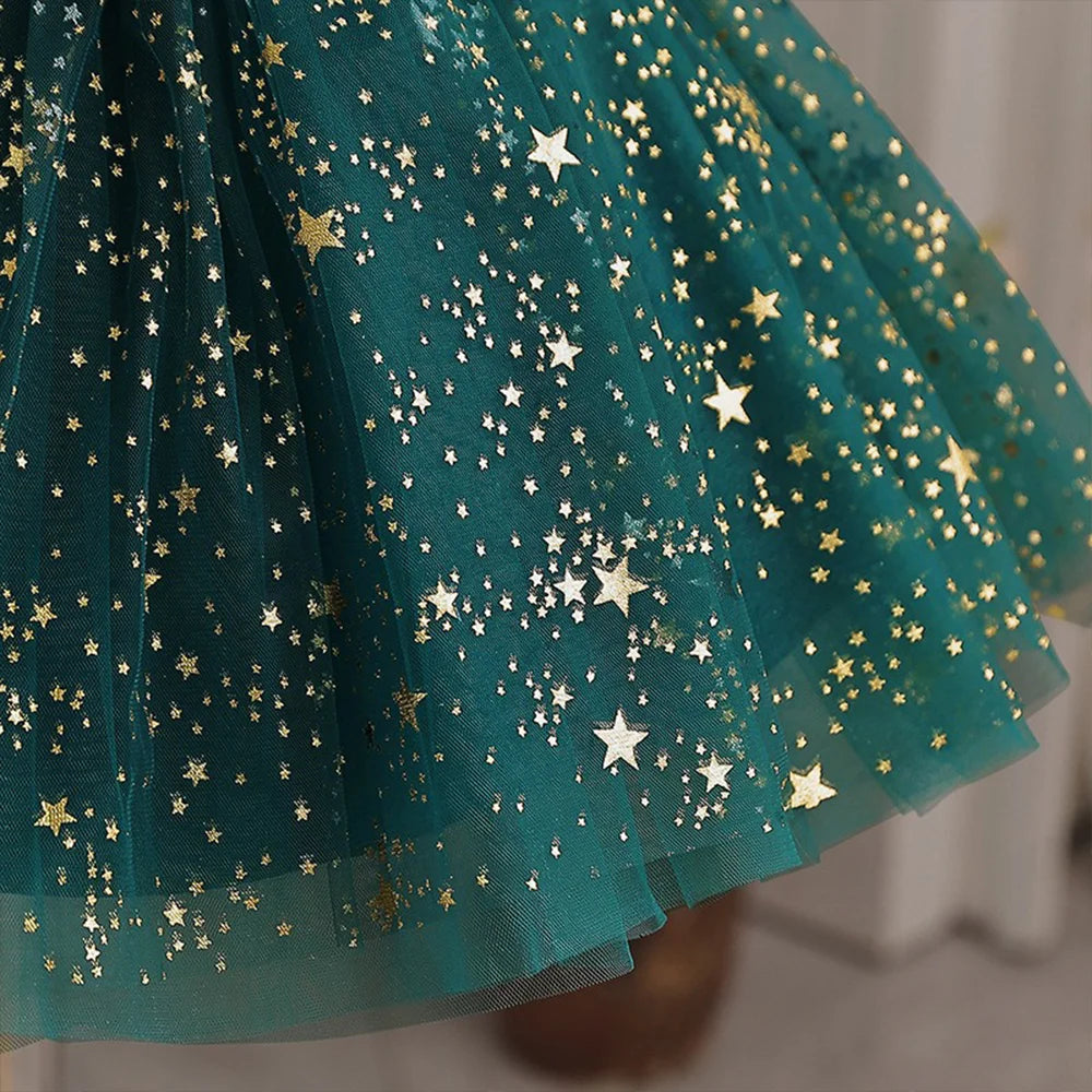 Lilo Stitch Princess Dress for Girls Sequined Star Ruffle Bow Tutu Gown Baby Formal Gala Prom Gown Kids Evening Party Costume