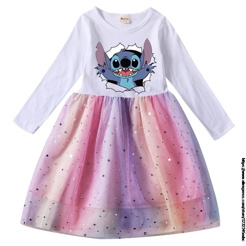 Spring Summer New Children Day Girl Dress Cosplay Costume For Lilo And Stitch Girl Lace Party Birthday Pincess Children Clothing
