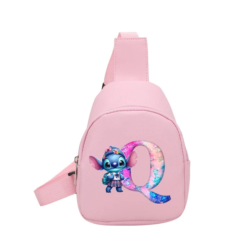 Cartoon Lilo&stitch Pu Chest Bag Mini Outdoor ShoulderBag Boy Girl Satchel Bags Costume Accessories Students Crossbady Bag Purse