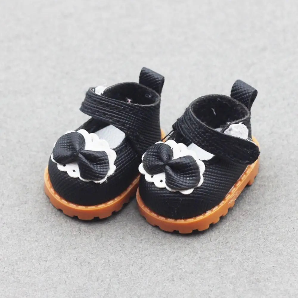 Doll Leather Shoes Labubu Bow Shoes for 17cm Labubu 10cm EXO /Cotton Doll Finger Shoes
