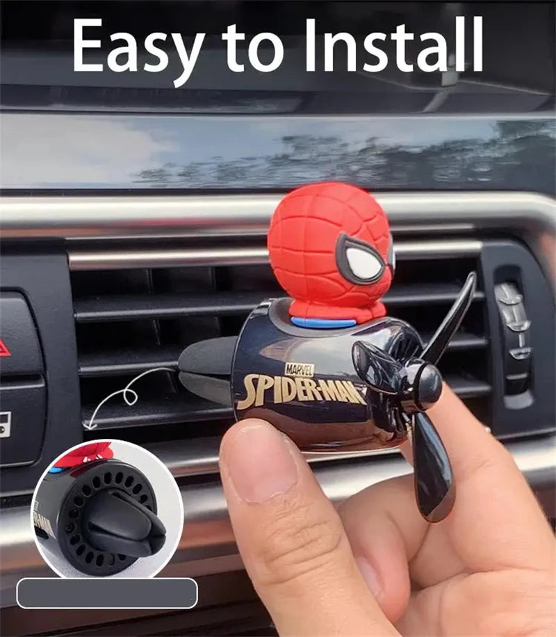 Anime Stitch Car Aromatherapy Accessory Kawaii Spider-Man Car Air Conditioning Port Decoration Rotating Propeller Toys Gifts
