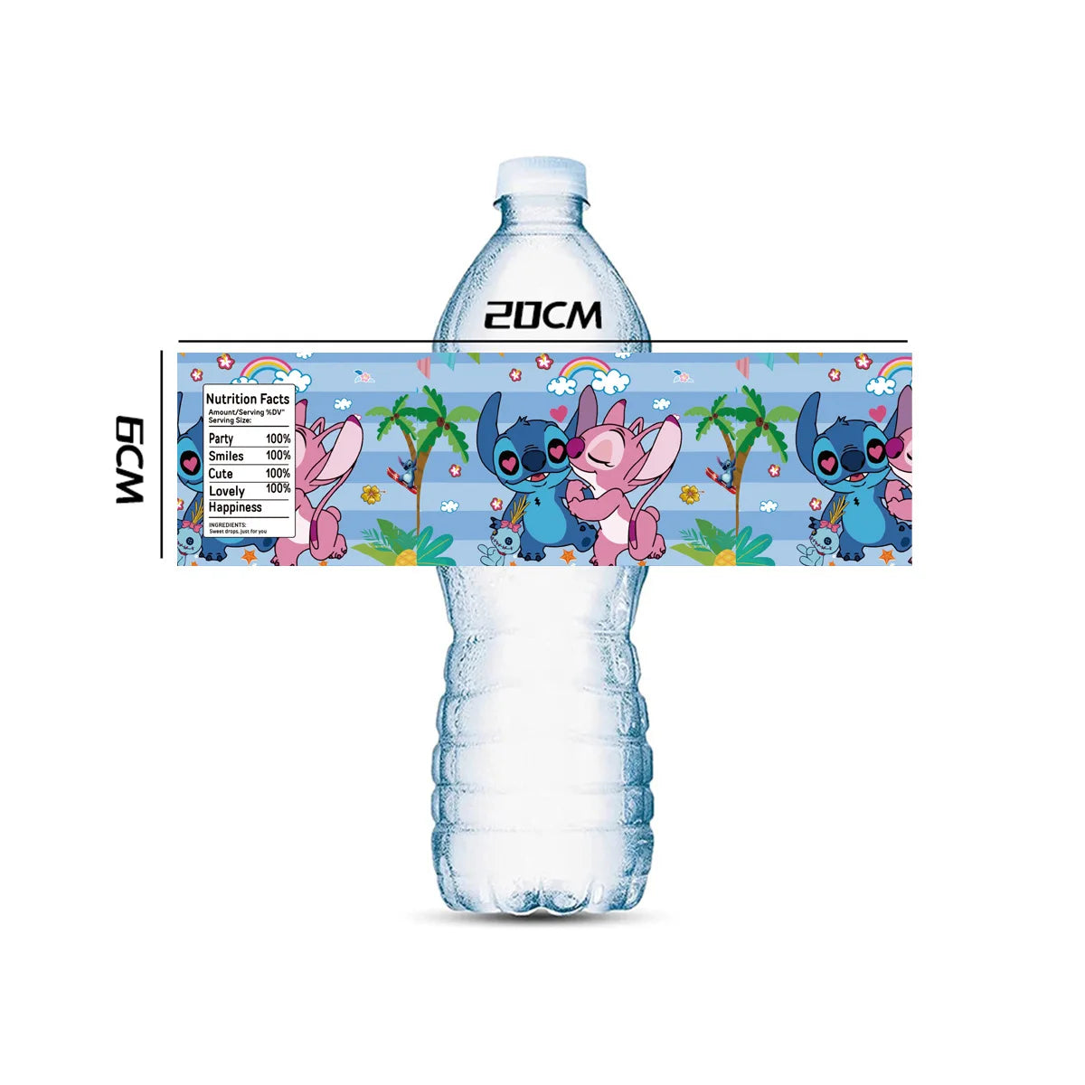 10pcs Lilo and Stitch Water Bottle Label Birthday Decoration Party Supplies Waterproof Stickers for Boys Girls Baby Shower