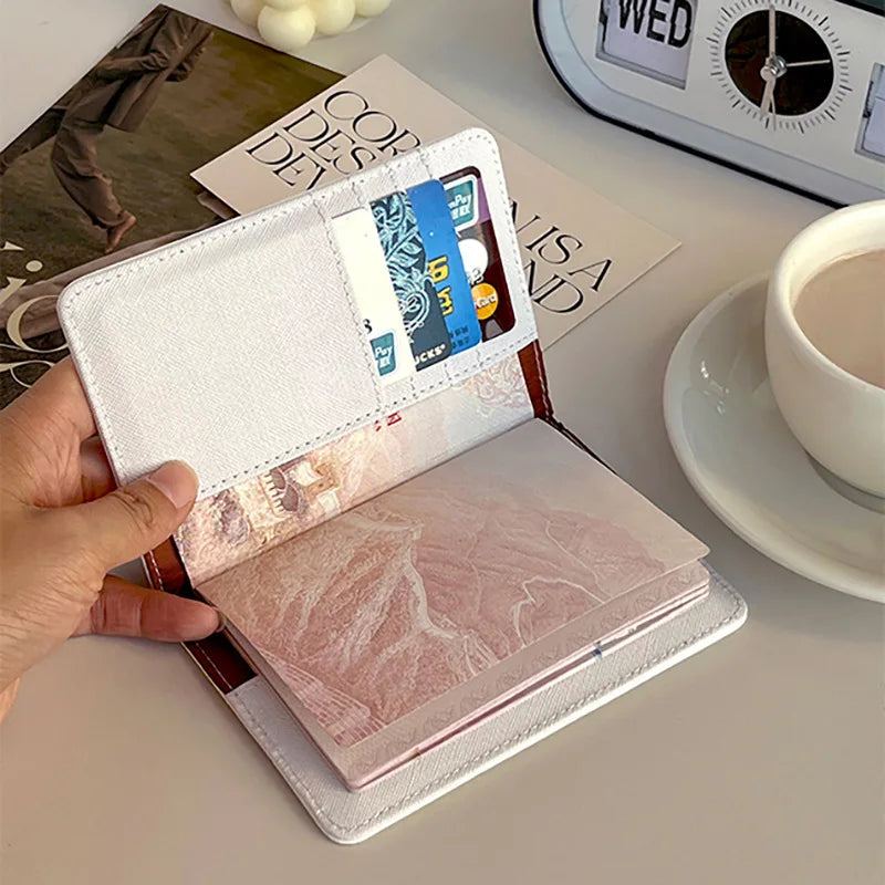Sanrio Hello Kitty Travel Passport Cover Women Girls Passport Credit Card Holder PU Cartoon Organizer Case Passport Wallet Gift