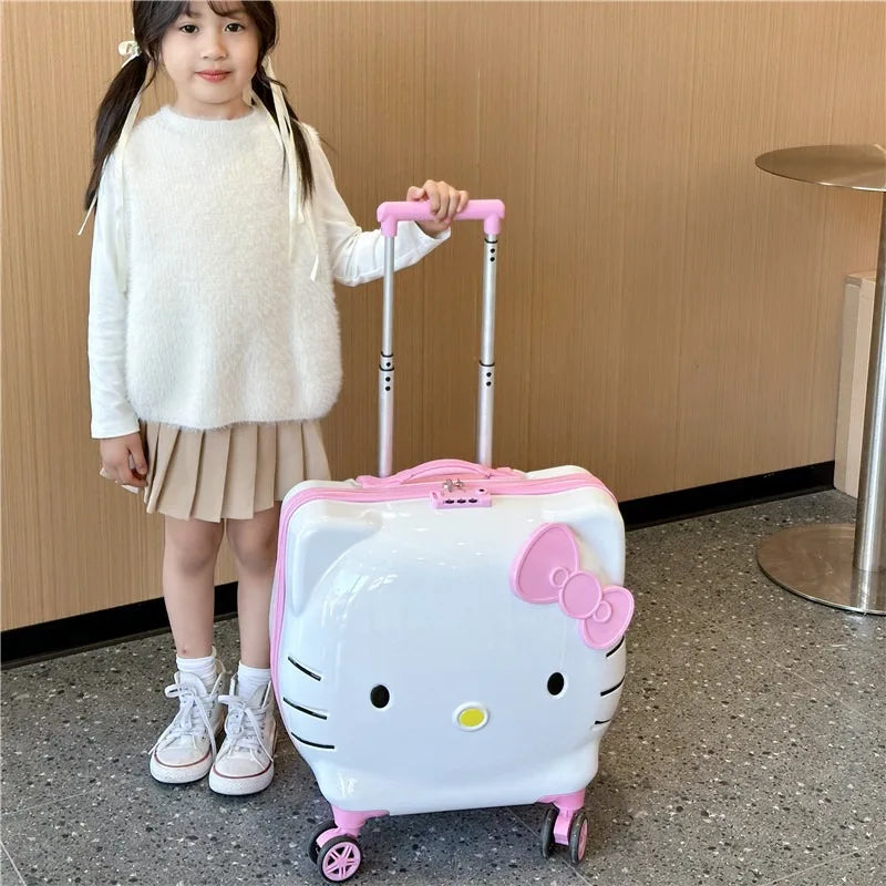 New Hello Kitty 14/20 Inch Cartoon Travel With Lock Trolley Box Cute Suitcase Makeup Case Large-capacity Storage Box Girls Gifts