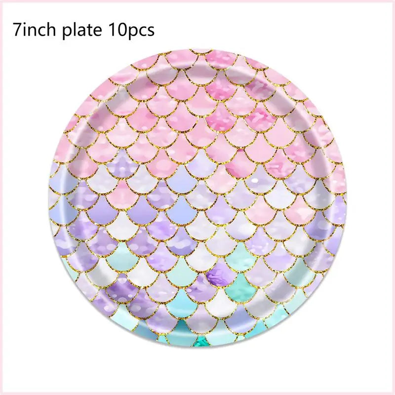 Mermaid Birthday Party Decorations Mermaid Theme Tableware Hanging Banner Candy Box Banner Party Decoration Supplies For Kids