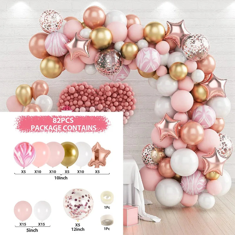 Pink Gold Balloon Garland Arch Kit Birthday Party Decor Kids Girl Wedding Birthday Party Baloon Supplies Baby Shower Latex Balon