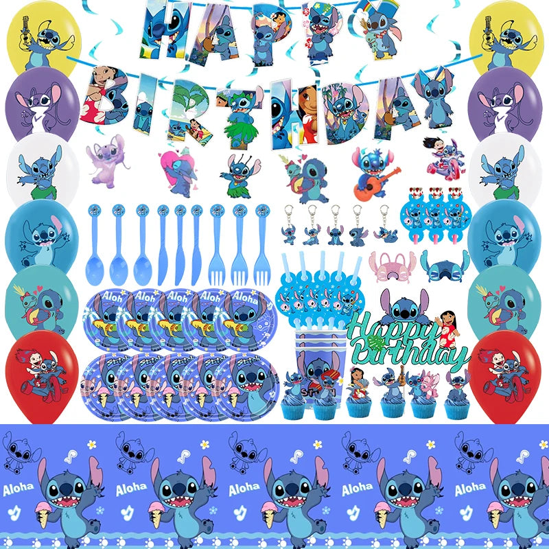 Stitch Party Supplies For Child Lilo And Stitch Birthday Party Decorations Balloons Banner Tablecloth Backdrop Tableware