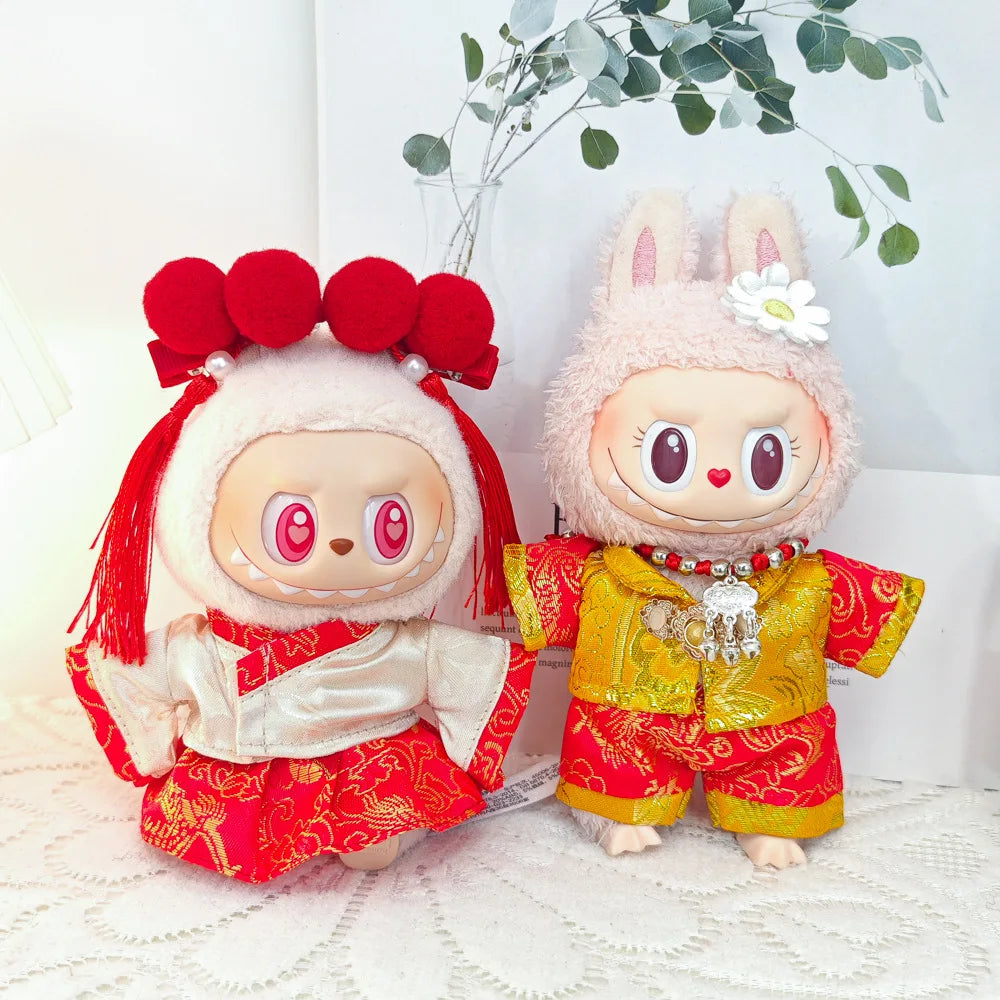17cm Mini Plush Doll'S Clothes Outfit Accessories For Labubu V1 V2 Christmas Cookie Man Sweater Hat Clothing New Year Gift