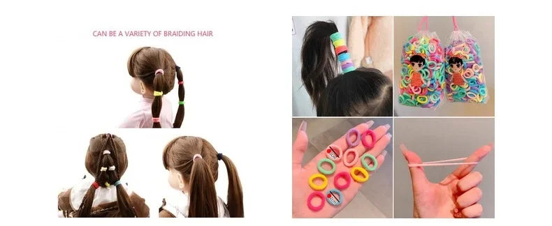 50/100/200PCS Colorful Basic Nylon Ealstic Hair Ties for Girls Ponytail Hold Scrunchie Rubber Band Kids Basic Hair Accessories